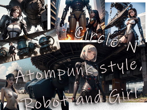 Atompunk style， Robot and Girl_1