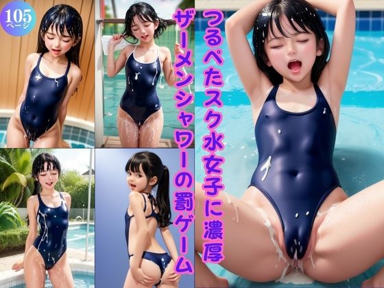 つるぺたスク水女子に濃厚ザーメンシャワーの罰ゲーム_1