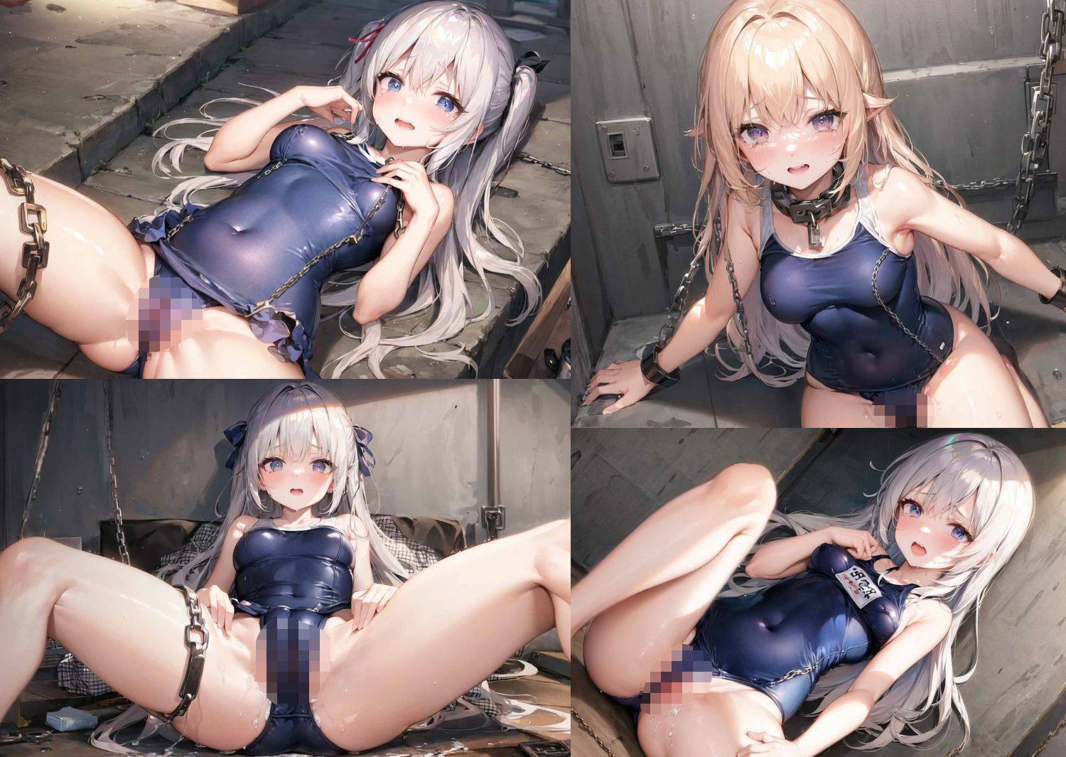 貧乳水着少女にぶっかけ 画像8