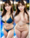 【2画面構成】ナイトプールで巨乳水着女子を透撮してみた。 画像5