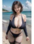 水着とタイツ姿の巨乳人妻 画像2