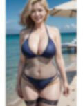 水着とタイツ姿の巨乳人妻 画像3