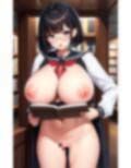 超乳メガネ美女が図書館でおっぱいを見せてくれた 画像3