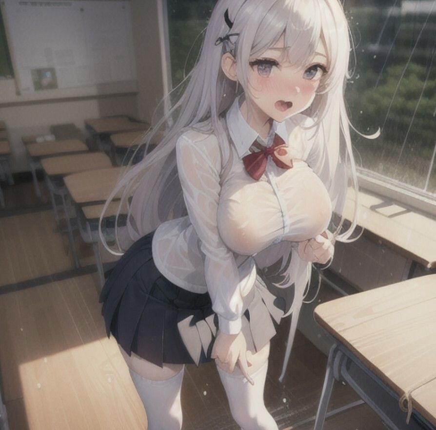 汗だくで透ける制服 画像6