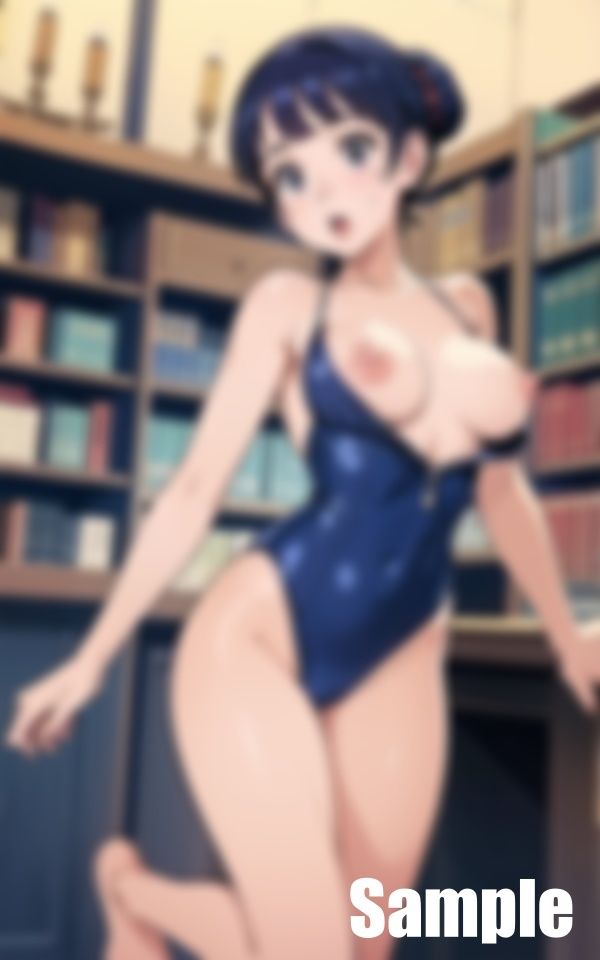 図書館にいたスク水熟女 画像3