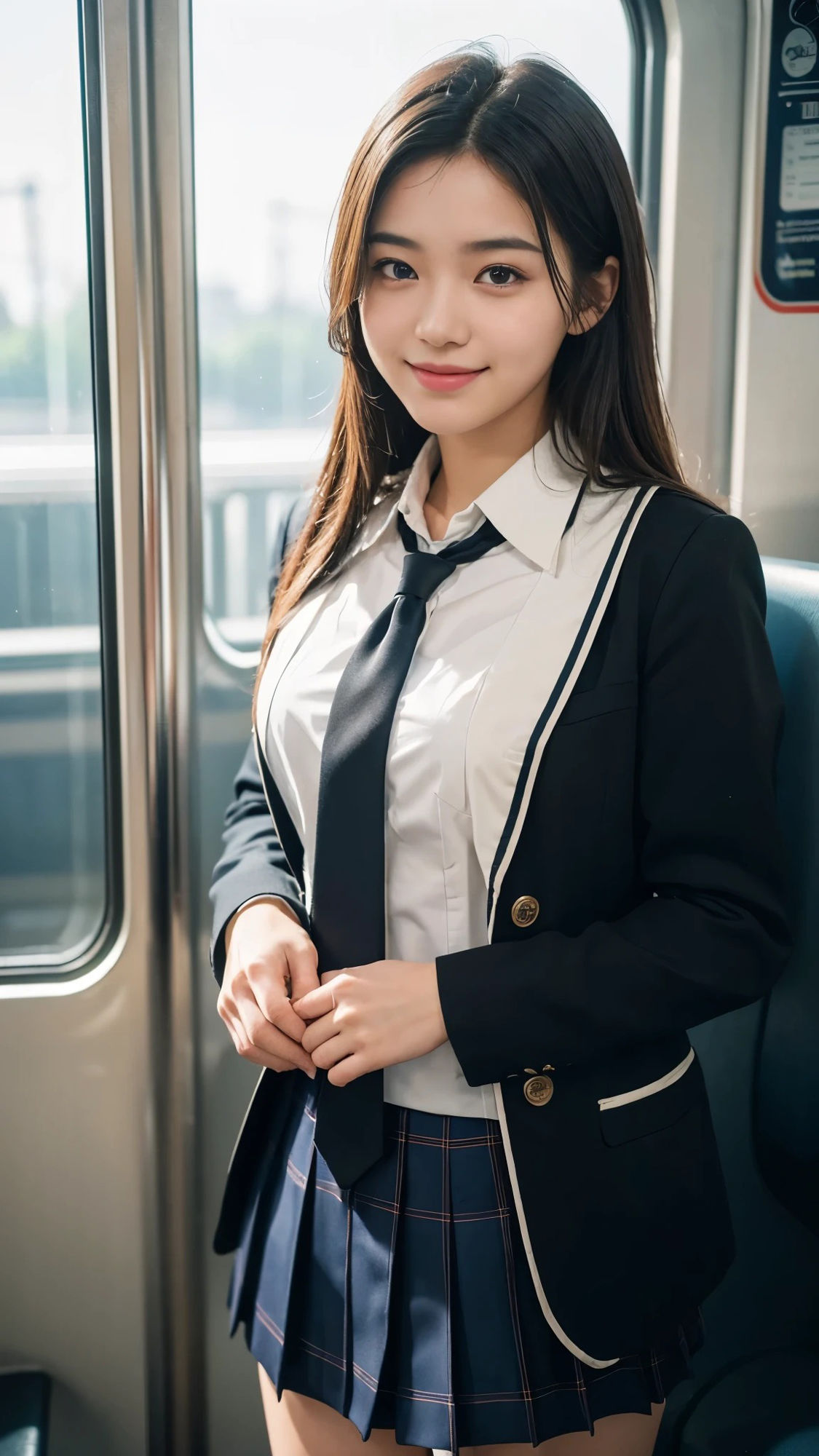 【50枚】電車の美人制服女子校生の日常とフルヌードの写真画像集【AI】 画像2