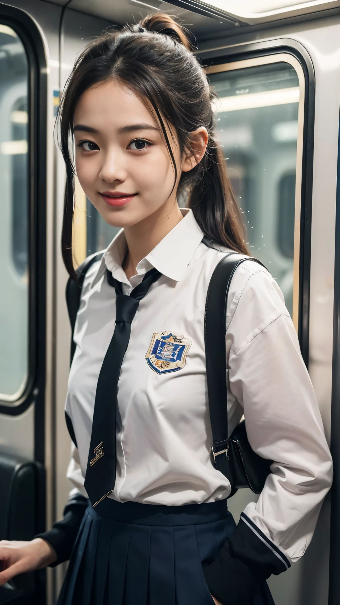 【50枚】電車の美人制服女子校生の日常とフルヌードの写真画像集【AI】 画像4