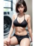 コインランドリーで遭遇した淫乱痴女のセクシーポーズ