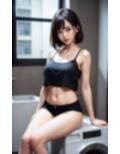 コインランドリーで遭遇した淫乱痴女のセクシーポーズ