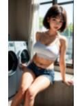 コインランドリーで遭遇した淫乱痴女のセクシーポーズ