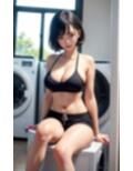 コインランドリーで遭遇した淫乱痴女のセクシーポーズ