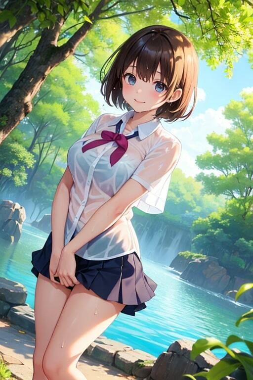 ブラがスケスケでも気にせず遊ぶ水辺の美少女_5