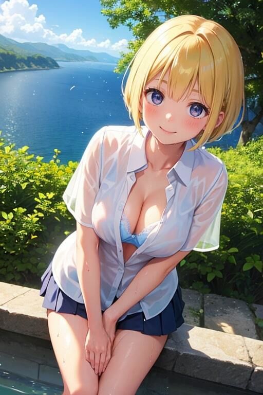 ブラがスケスケでも気にせず遊ぶ水辺の美少女_7