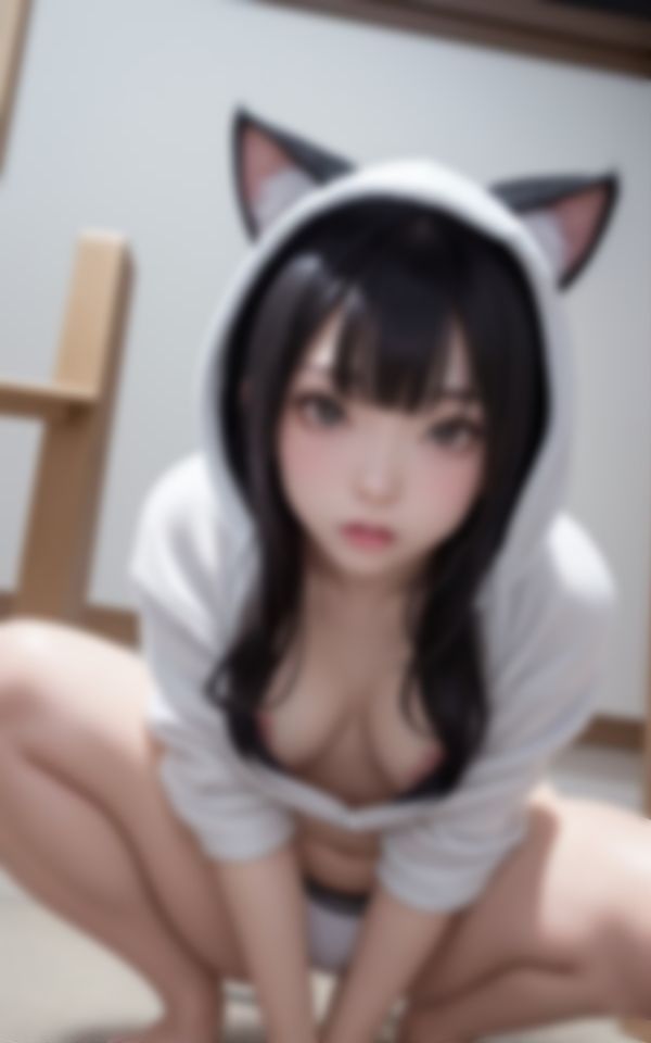 エッチな上目遣いで誘惑してくる猫耳フードのメンヘラ家出娘_5