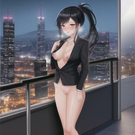 黒髪ポニーテールOLちゃんの野外露出！！ 画像3