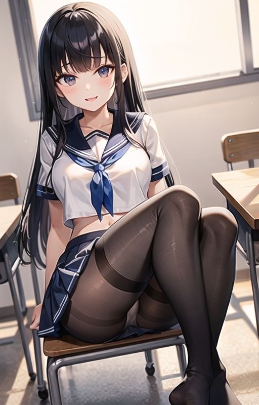 黒タイツを破られ激しいピストンで中出しされる制服少女たち_8