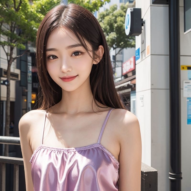 ロングヘアーとショートヘアーのキャミソール美女おっぱい1