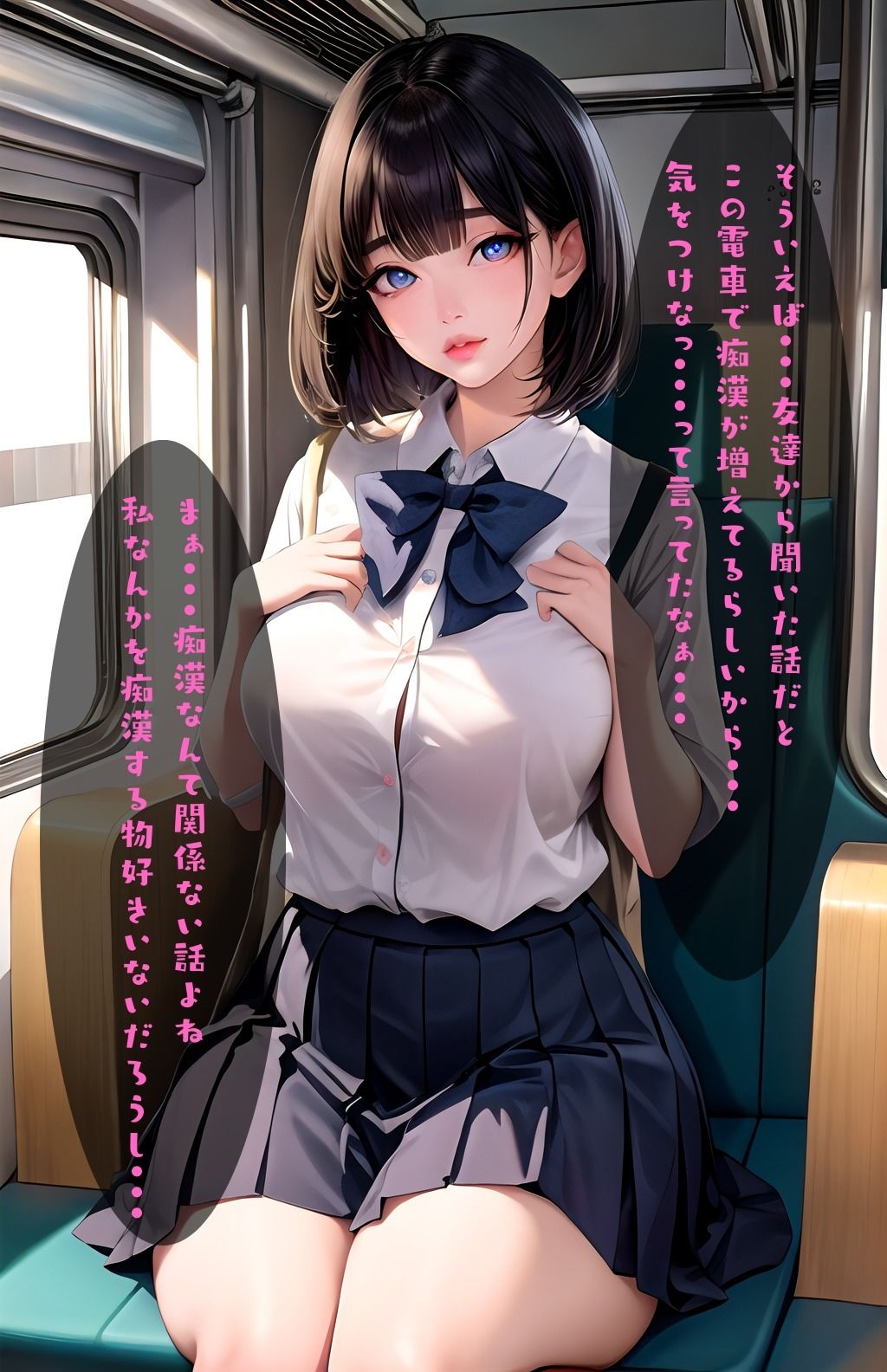 巨乳JK集団痴●電車 画像2