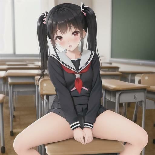 黒髪ツインテセーラーちゃんのどこでも露出！！ 画像2