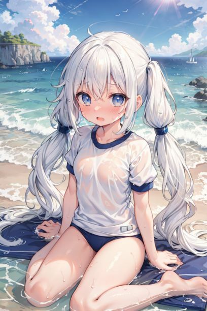 体操服を着た女の子と海2 画像2