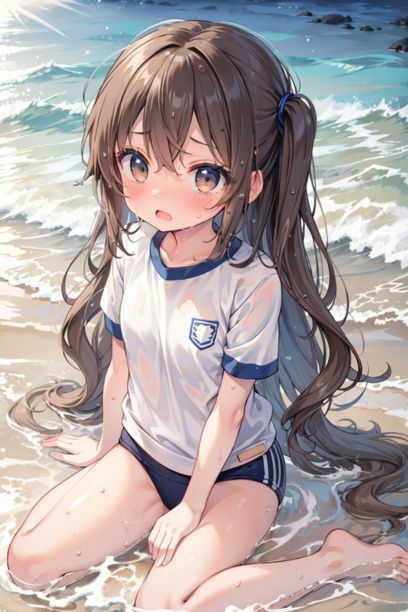 体操服を着た女の子と海2 画像3