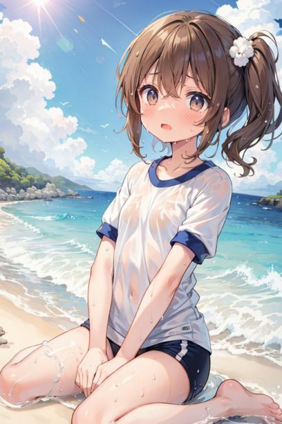 体操服を着た女の子と海2 画像5