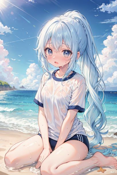 体操服を着た女の子と海2 画像7