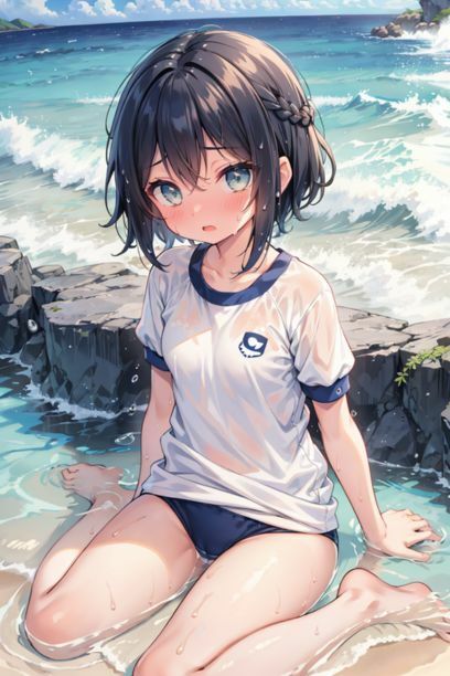 体操服を着た女の子と海2 画像8