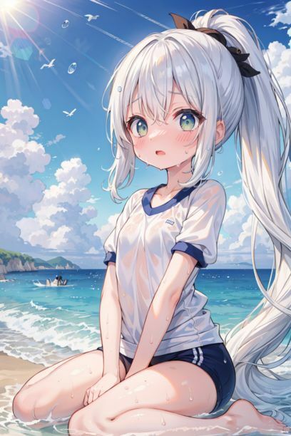 体操服を着た女の子と海2 画像9