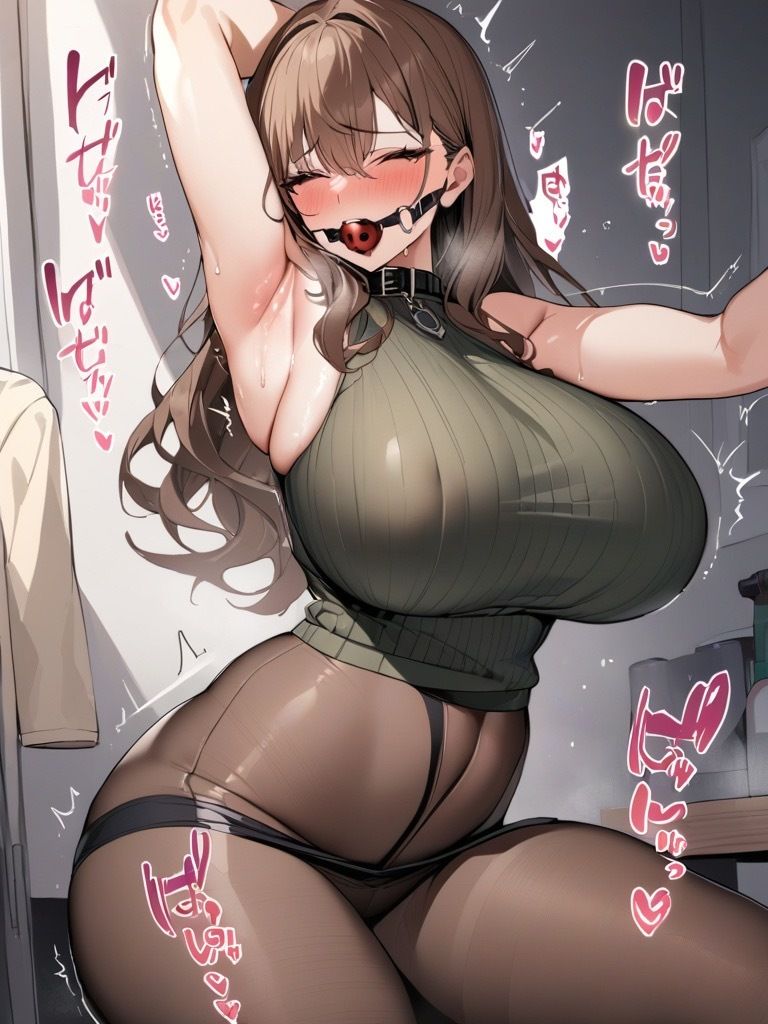 ボールギャグ付けて絶頂する巨乳セーターちゃん1