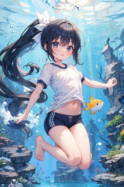 体操服を着た女の子と海3 画像2