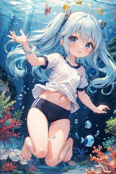 体操服を着た女の子と海3 画像3