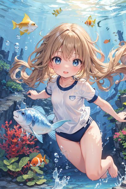 体操服を着た女の子と海3 画像5