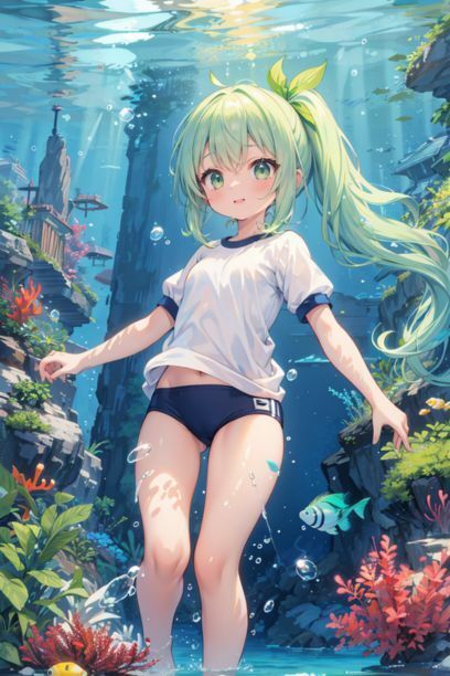 体操服を着た女の子と海3 画像7