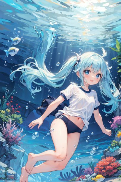 体操服を着た女の子と海3 画像8