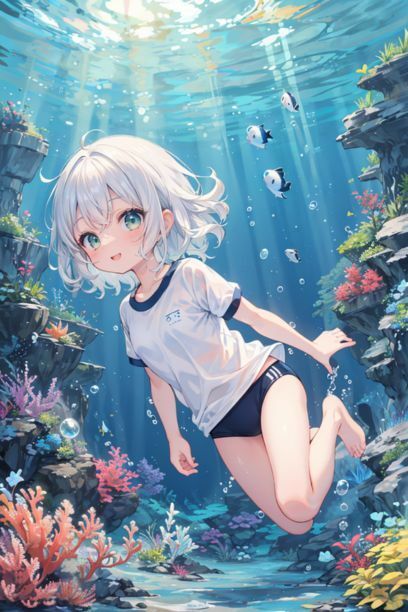 体操服を着た女の子と海3 画像10