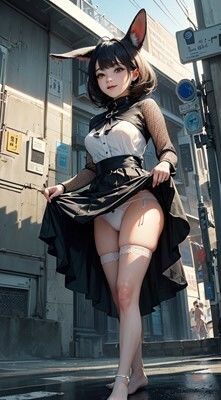 パンチラするバニーガール