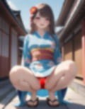 浴衣でしゃがみパンチラ 画像4