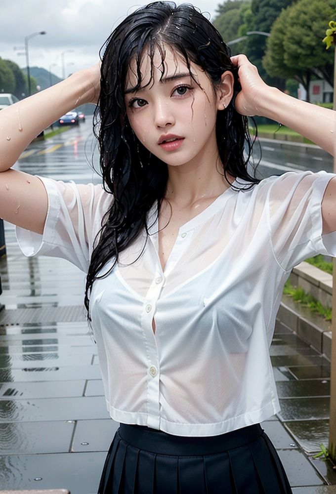 雨に濡れた美女 画像7