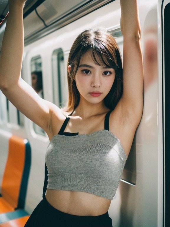 彼女の脇から目が離せない！電車内フェチズム全開写真集1