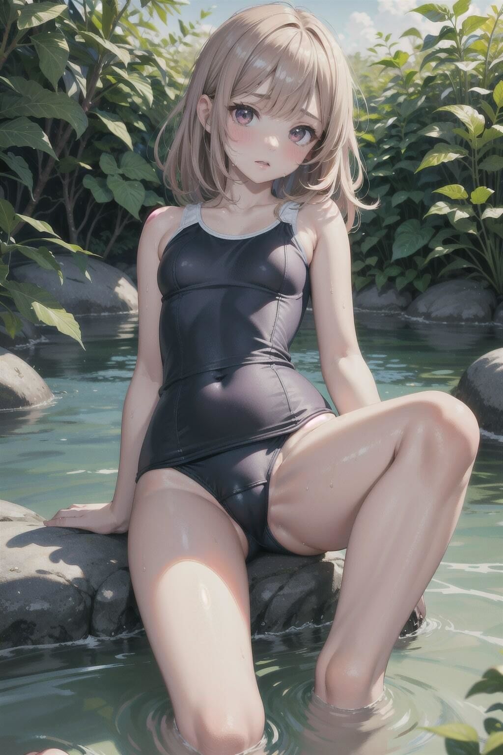 水遊びをする美少女のCG集3