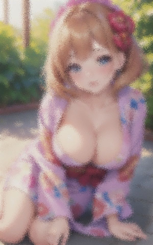 巨乳すぎる！浴衣ギャル 画像1