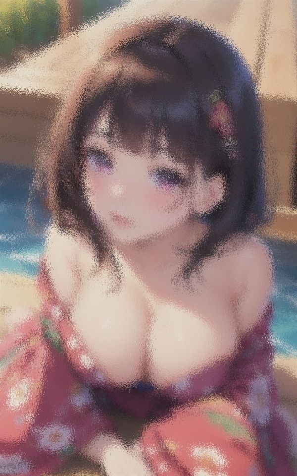 浴衣から覗く 巨乳の谷間