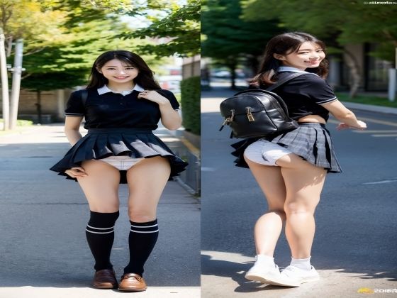 ニーハイソックスが似合う生足がきれいな制服女子_1