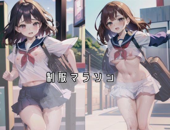 制服マラソン’ノーブラでおっぱいをみせながら走る’ただの変態、露出狂女子