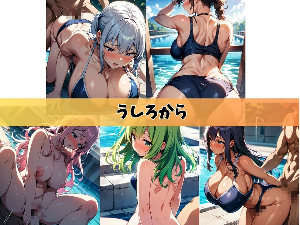 5人の女子校生とプールサイドでスク水セックスしました＃1_4