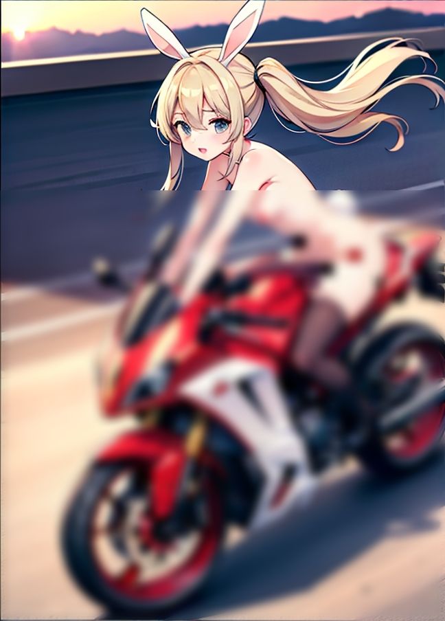 ライダー女子なHバニーガール「ほぼ裸でバイクに乗る危ない少女」 画像7