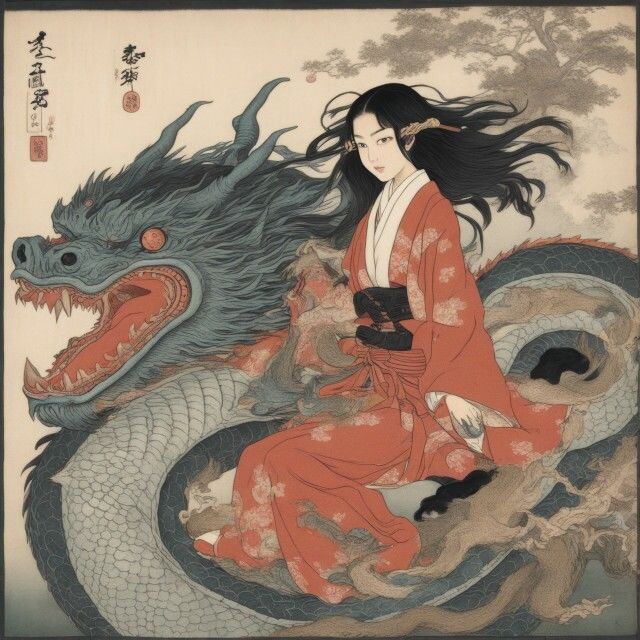 AI生成浮世絵 天女とドラゴン Vol.1 画像1