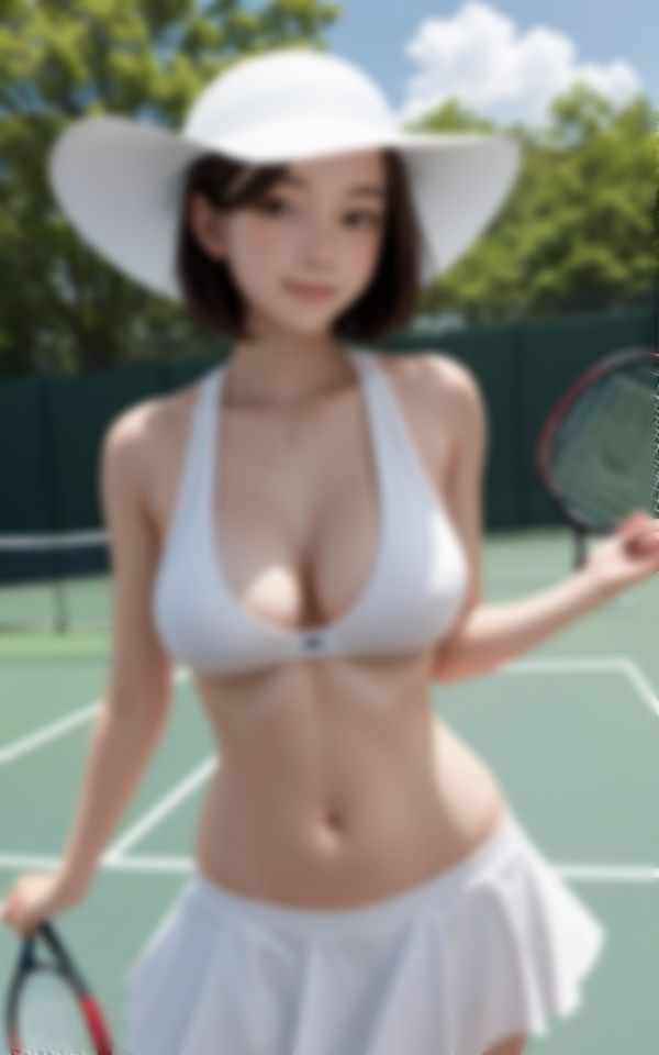 テニス好きの淫乱巨乳女子大生Hな写真撮影 画像1