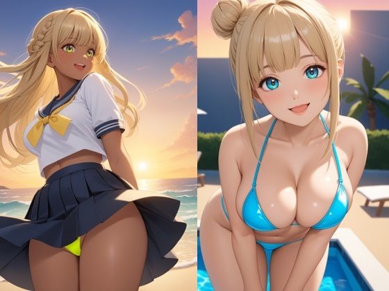 [Free] Naughty memories of summer ~ panty shots of girls in uniform, neon color bikini ~